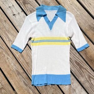 VINTAGE 80’s McBriar ribbed knit sweater short sleeve